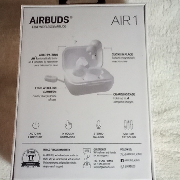 AIBUDS AIR 1 ALL DAY COMFORT WITH CASE! NEW IN BOX - Picture 2 of 5